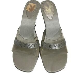 Rare Y2K Playboy Women's Sliver Heels Size 6